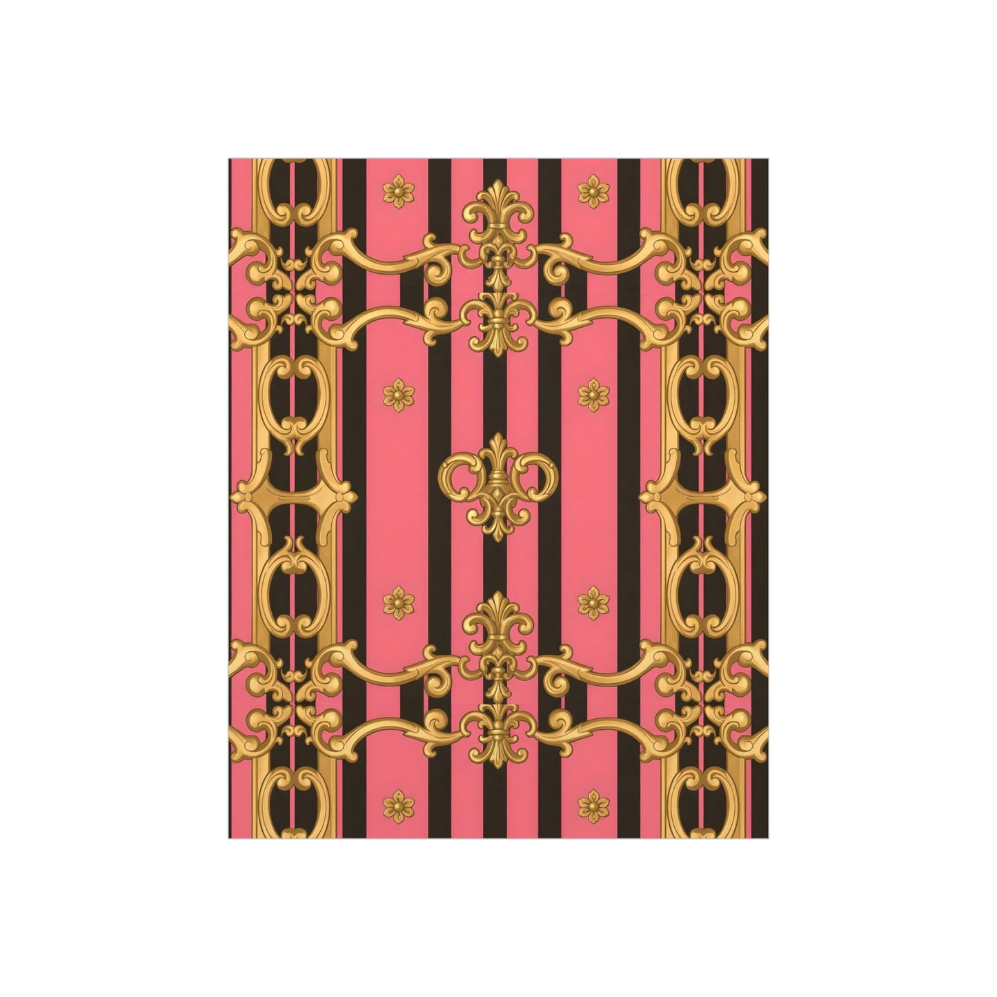Elegant Decorative Foam Board - Chic Wall Decor, Glam Home Art, Stylish Backdrop, Gift for Her - Pink & Black Striped Gold Baroque