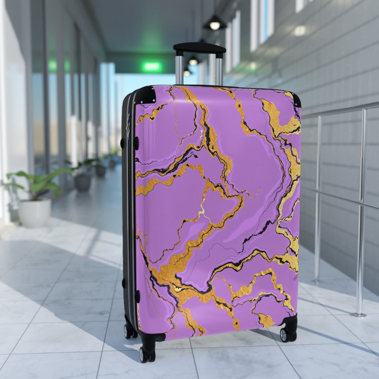 Stylish Suitcase - Travel Luggage, Trendy Carry-On, Vacation Bag, Gift for Travelers, Modern Travel Accessory - Lavender Marble