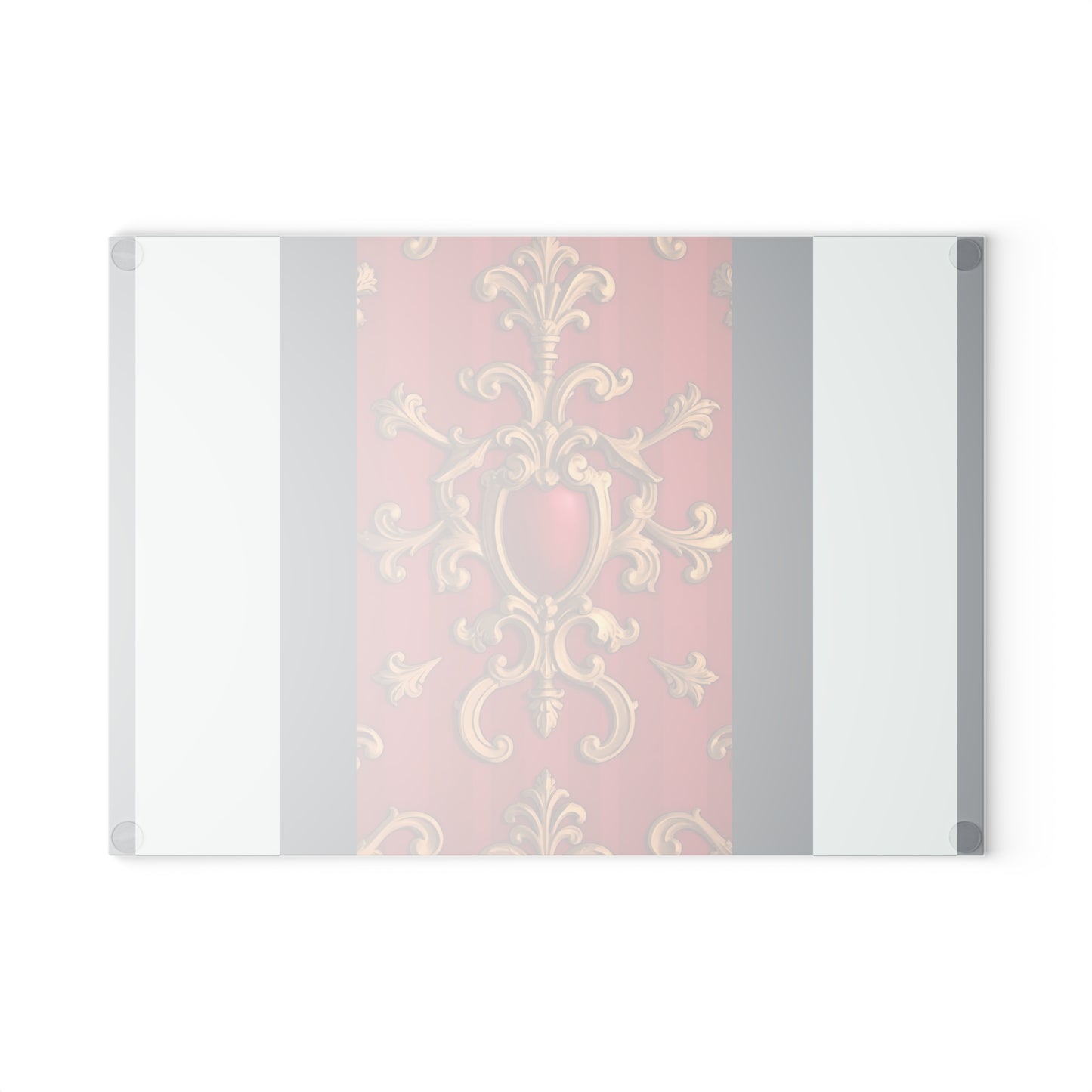 Elegant Decorative Glass Cutting Board, Kitchen Gifts, Home Decor, Cooking Accessories, Wedding Registry - Blue, Red & White Striped Baroque
