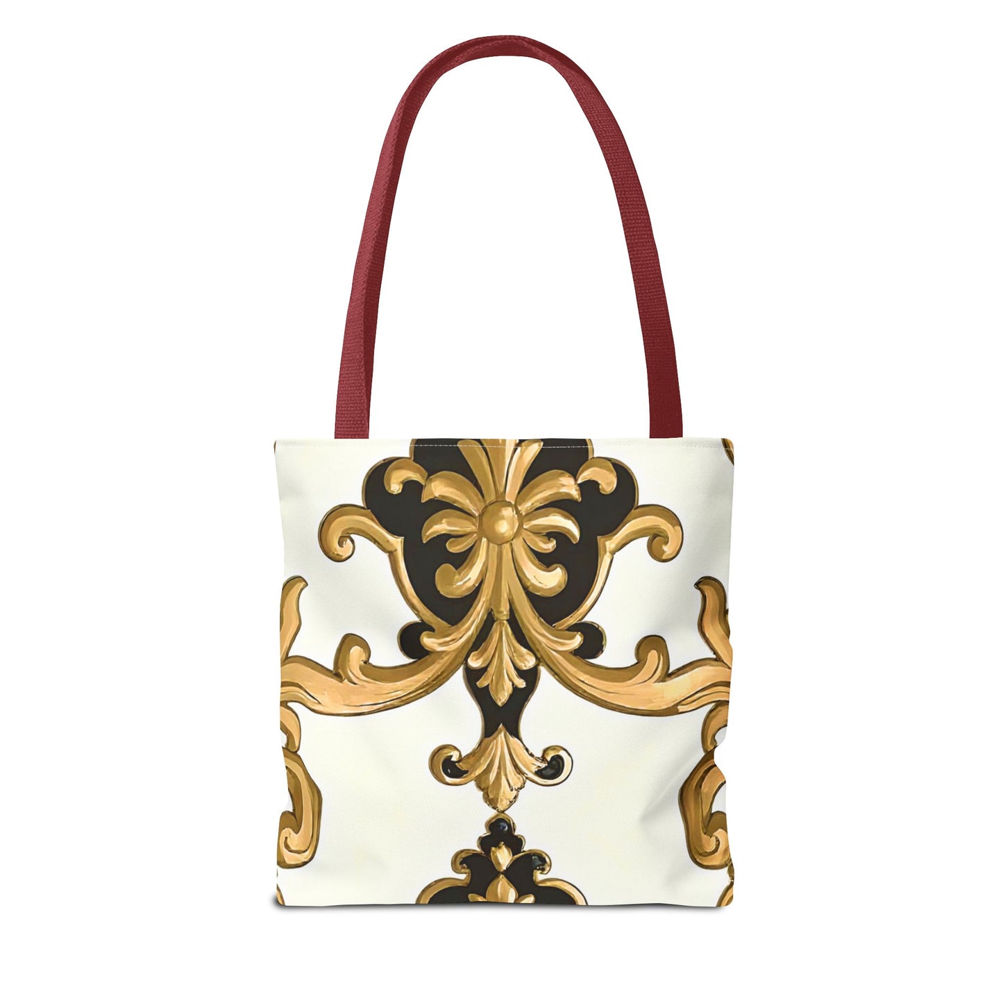 Elegant Floral Tote Bag | Stylish Reusable Bag for Everyday Use, Gift for Her, Shopping, Beach, Travel, Eco-Friendly - Black & Gold Rococo