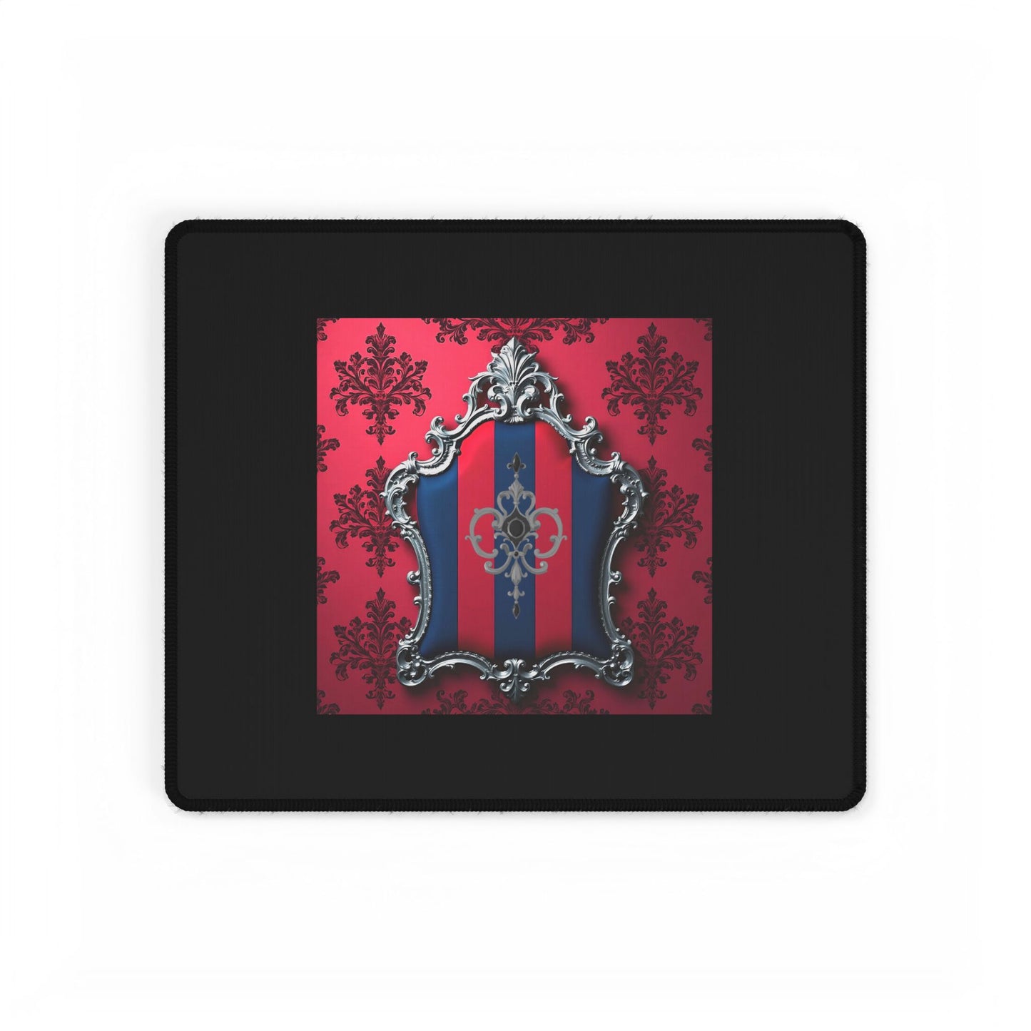 Elegant Desk Mats for Home Office, Stylish Desk Accessories, Gift for Her, Desk Decor, Functional Office Mat - Blue & Red Striped Silver Crest