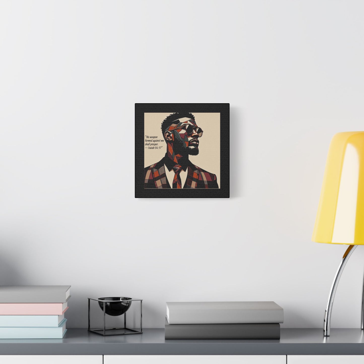 Afro Art Print Canvas, Wall Decor, Satin Stretched Canvas, African American Art, Office Decor, Home Decor - Isaiah 54:17