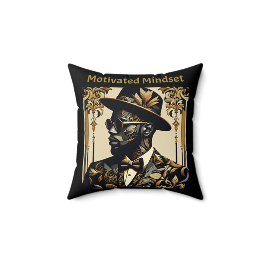 Motivated Mindset Faux Suede Pillow, Inspirational Home Decor, Luxury Cushions for Living Room, Modern Home Accessories