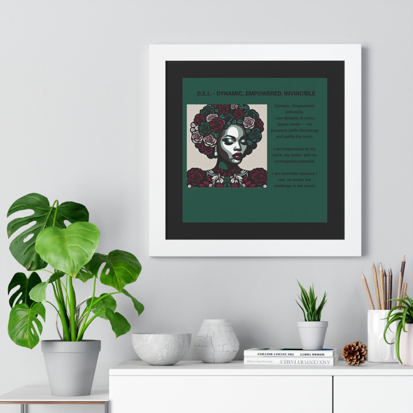Empowered Woman Framed Poster - Dynamic, Empowered, Invincible Decor for Inspiration