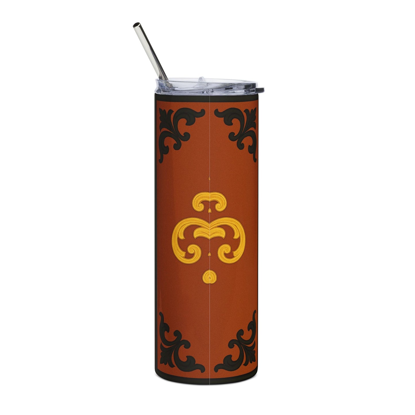Dusk Terracotta Baroque 20oz Stainless Steel Tumbler — Elegant Vintage-Inspired Travel Cup
