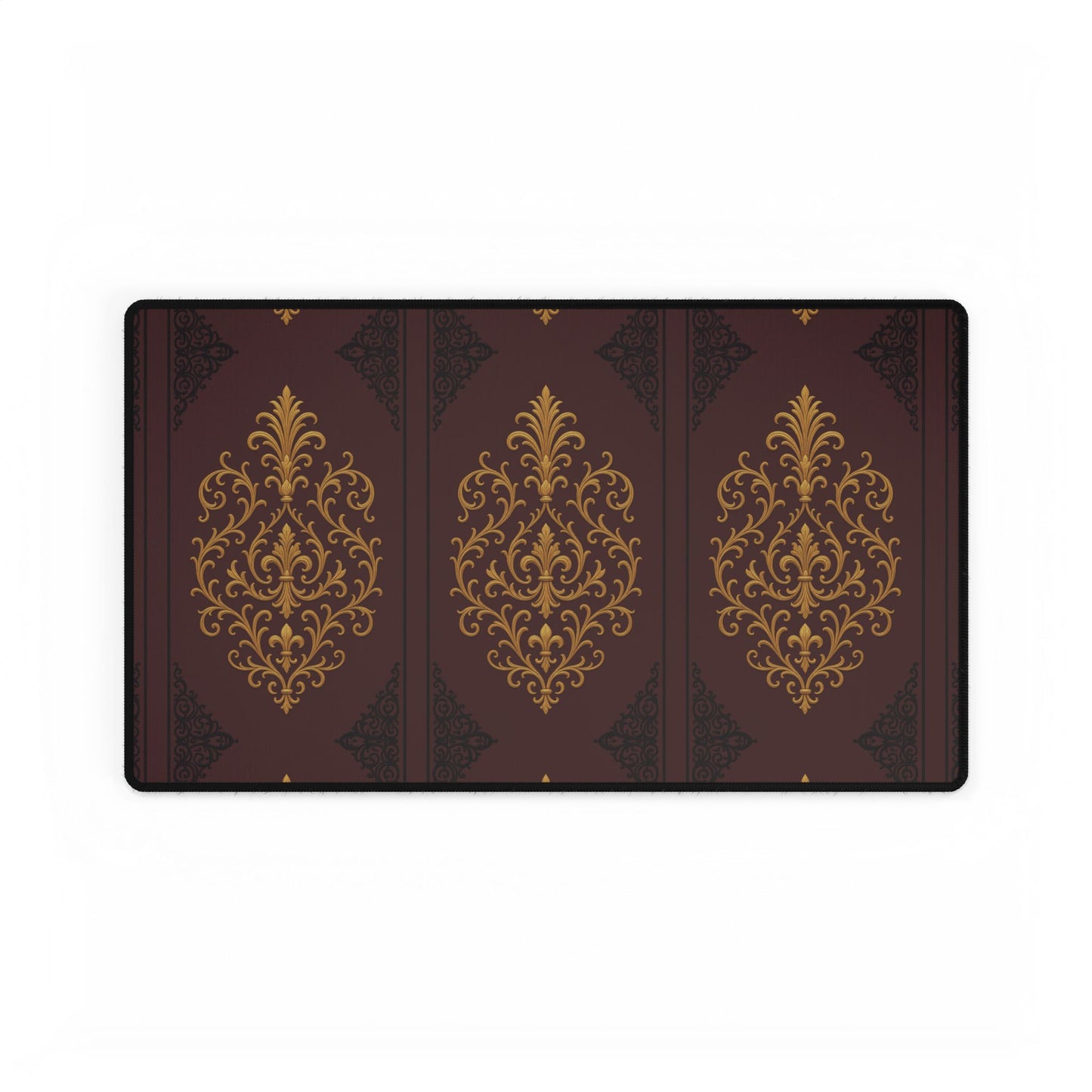 Dusk Burgundy-Black & Gold Baroque Desk Mat — Elegant Gold Baroque Mouse Pad