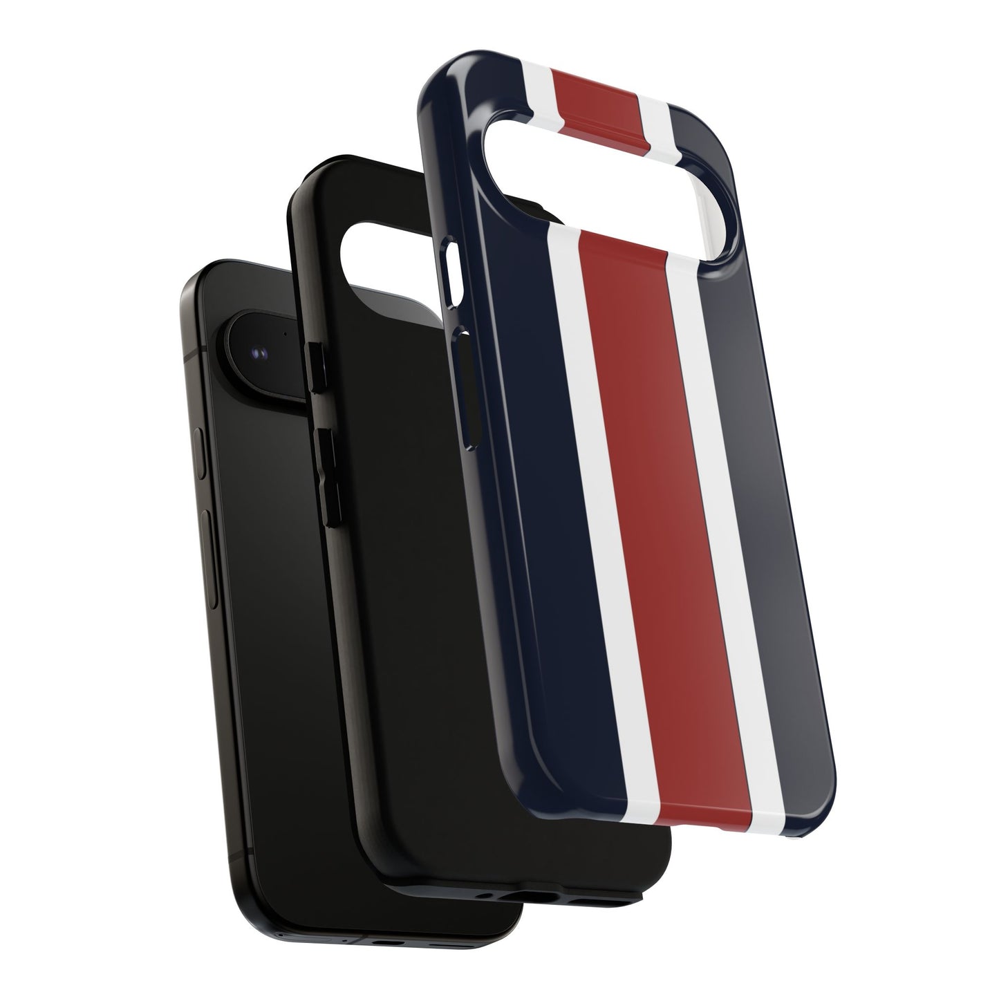 Lunar Midnight & Red-White Striped Stylish Phone Case - Tough Cases, Custom iPhone Cover, Sleek Phone Accessories, Gifts for Him/Her
