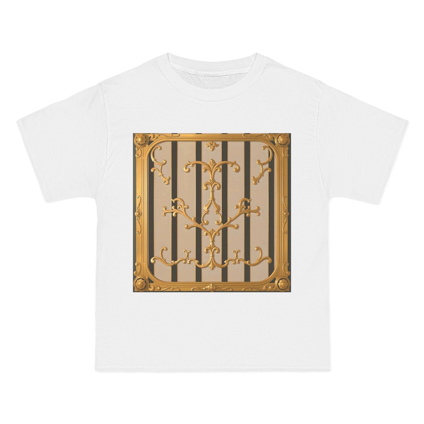Beefy-T® Unisex Short-Sleeve T-Shirt - Beige Striped Gold Rococo