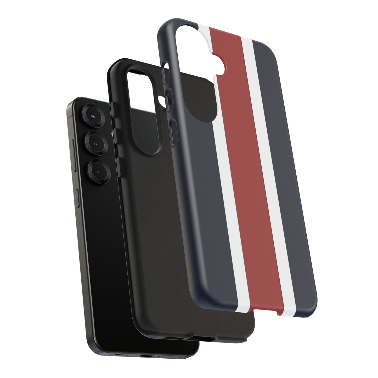 Lunar Midnight & Red-White Striped Stylish Phone Case - Tough Cases, Custom iPhone Cover, Sleek Phone Accessories, Gifts for Him/Her