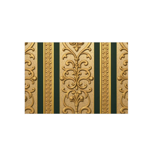 Elegant Teal Striped Gold Baroque Vintage Foam Board Wall Art, Home Decor, Art Display, Interior Design, Festive Decor