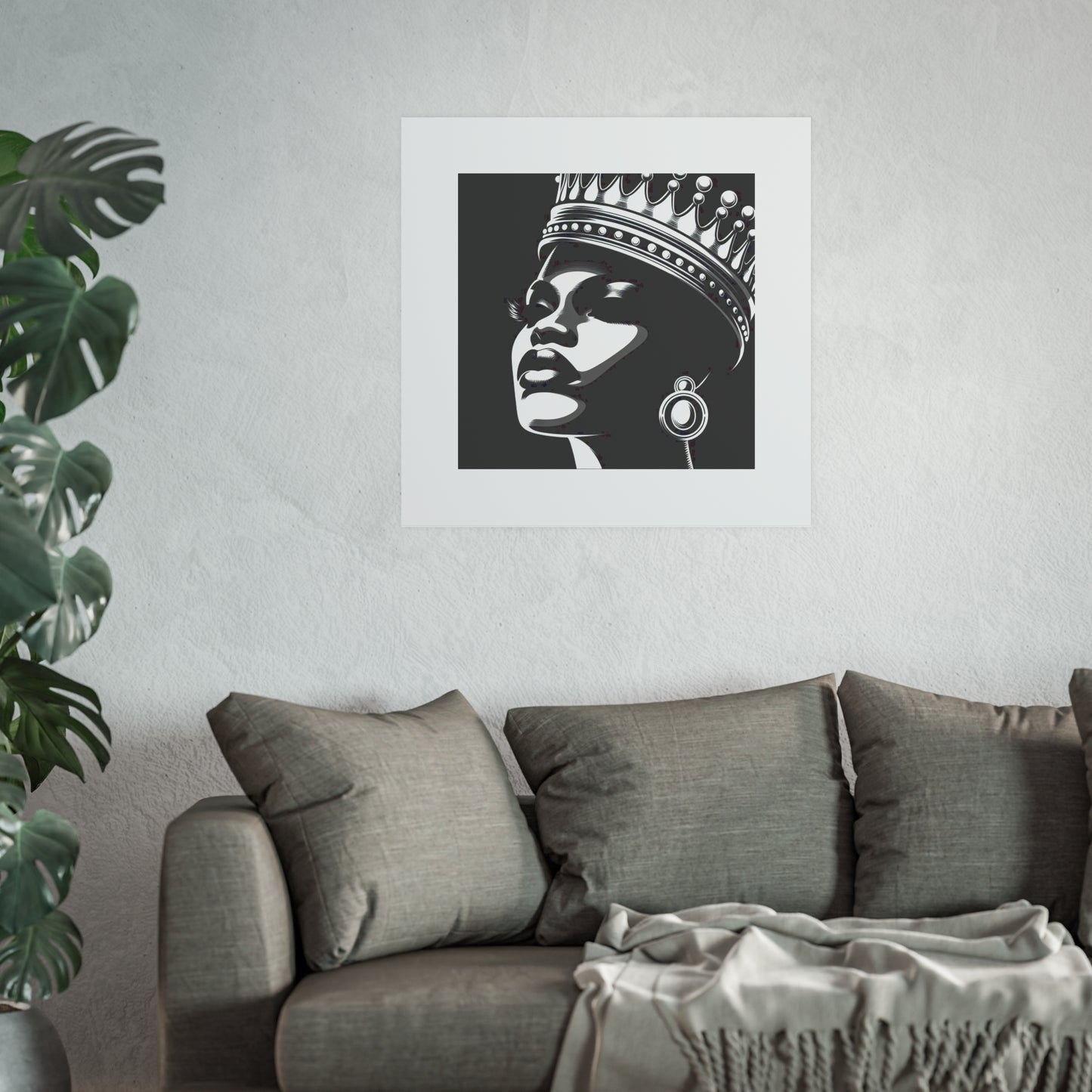 Elegant Crowned Queen Poster - Black & White Art Print, Wall Decor, Home Aesthetic, Gift Idea, Birthday, Celebrations