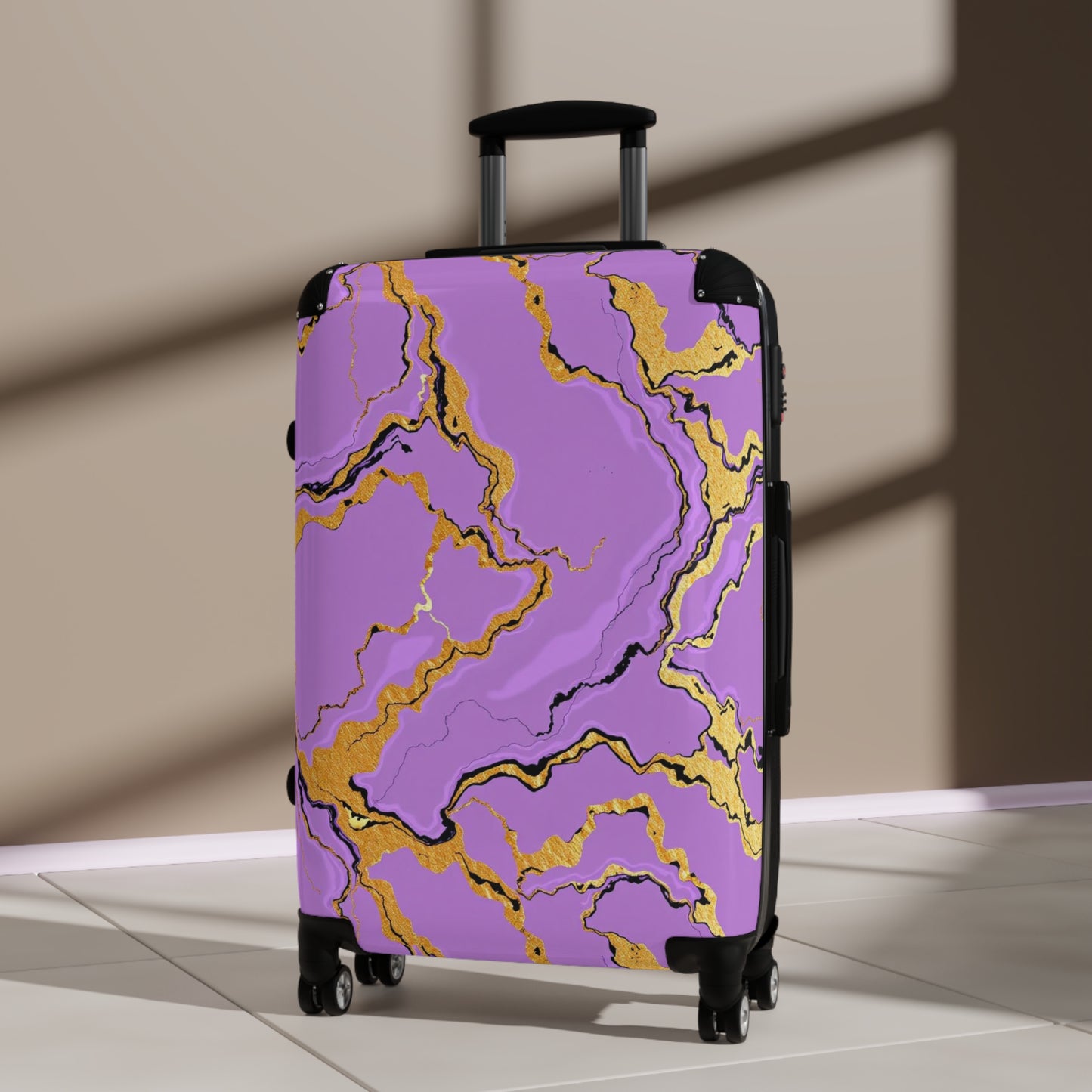 Stylish Suitcase - Travel Luggage, Trendy Carry-On, Vacation Bag, Gift for Travelers, Modern Travel Accessory - Lavender Marble