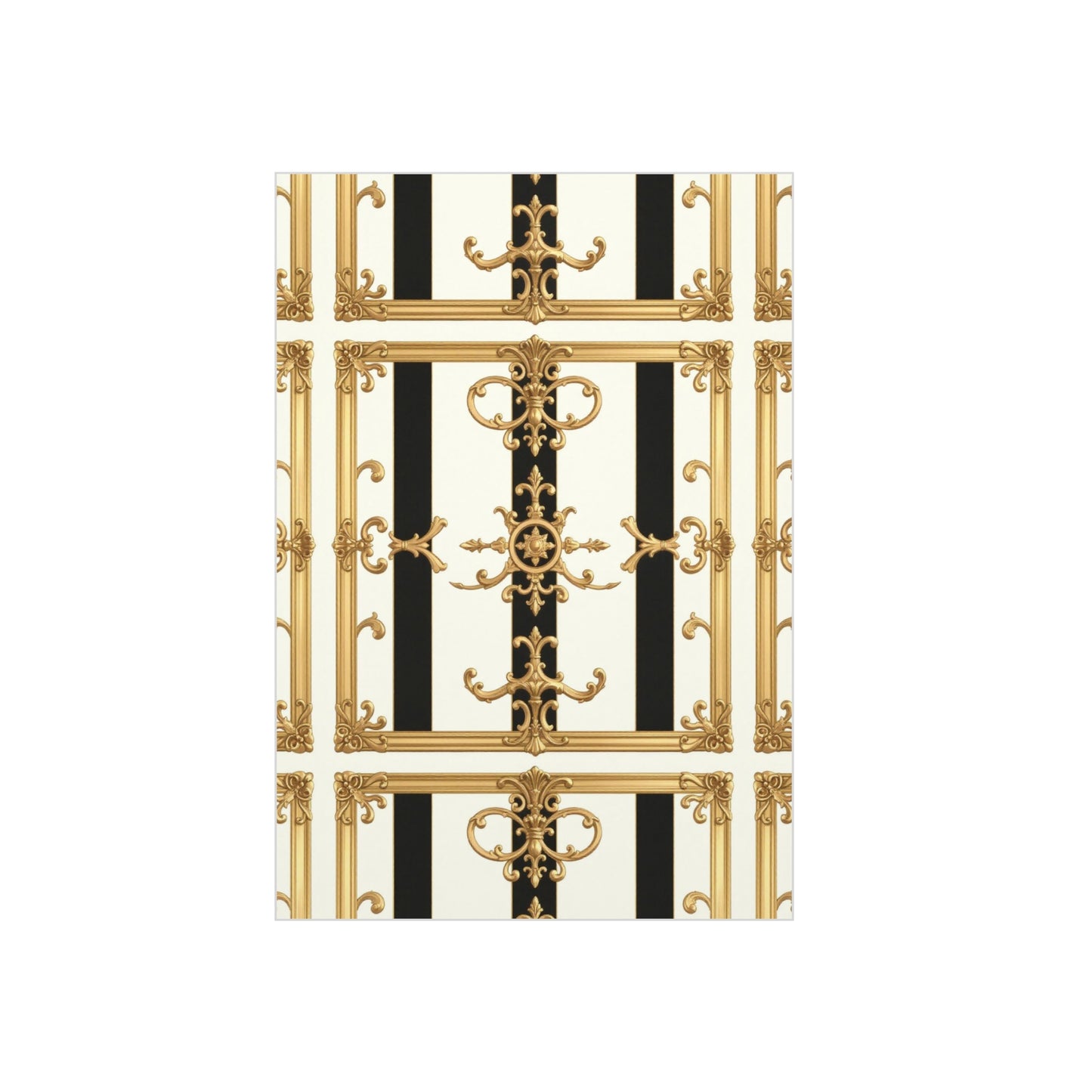 Elegant Foam Board Wall Art, Decorative Display, Home Decor, Office Decor, Visual Boards, Art Displays - Black & White Striped Gold Baroque