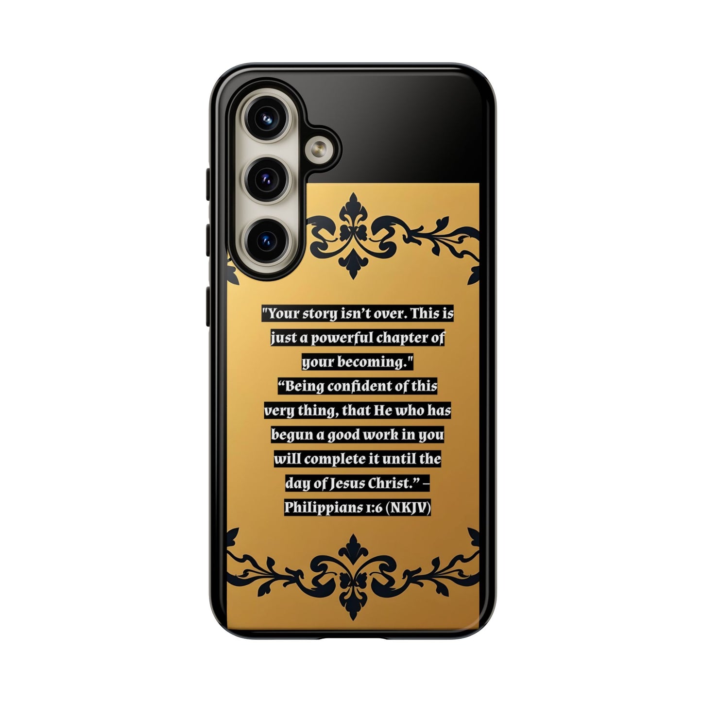 Elegant Floral Motif Phone Case - Tough Cases with Vintage Design - "Your story isn't over"