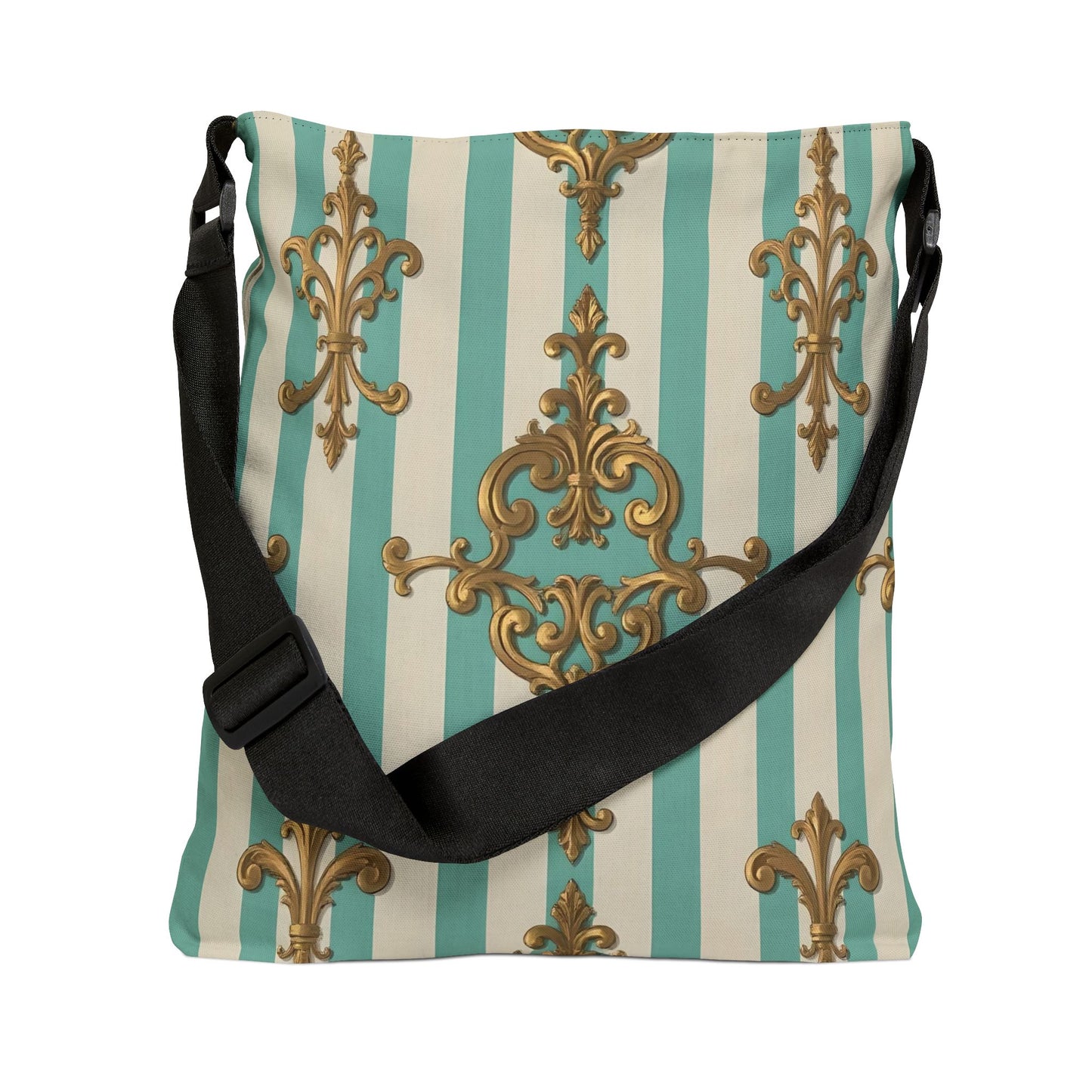 Elegant Patterned Adjustable Tote Bag, Fashion Accessory for Stylish Outings, Ideal for Everyday Use - Matte Green Striped Rococo