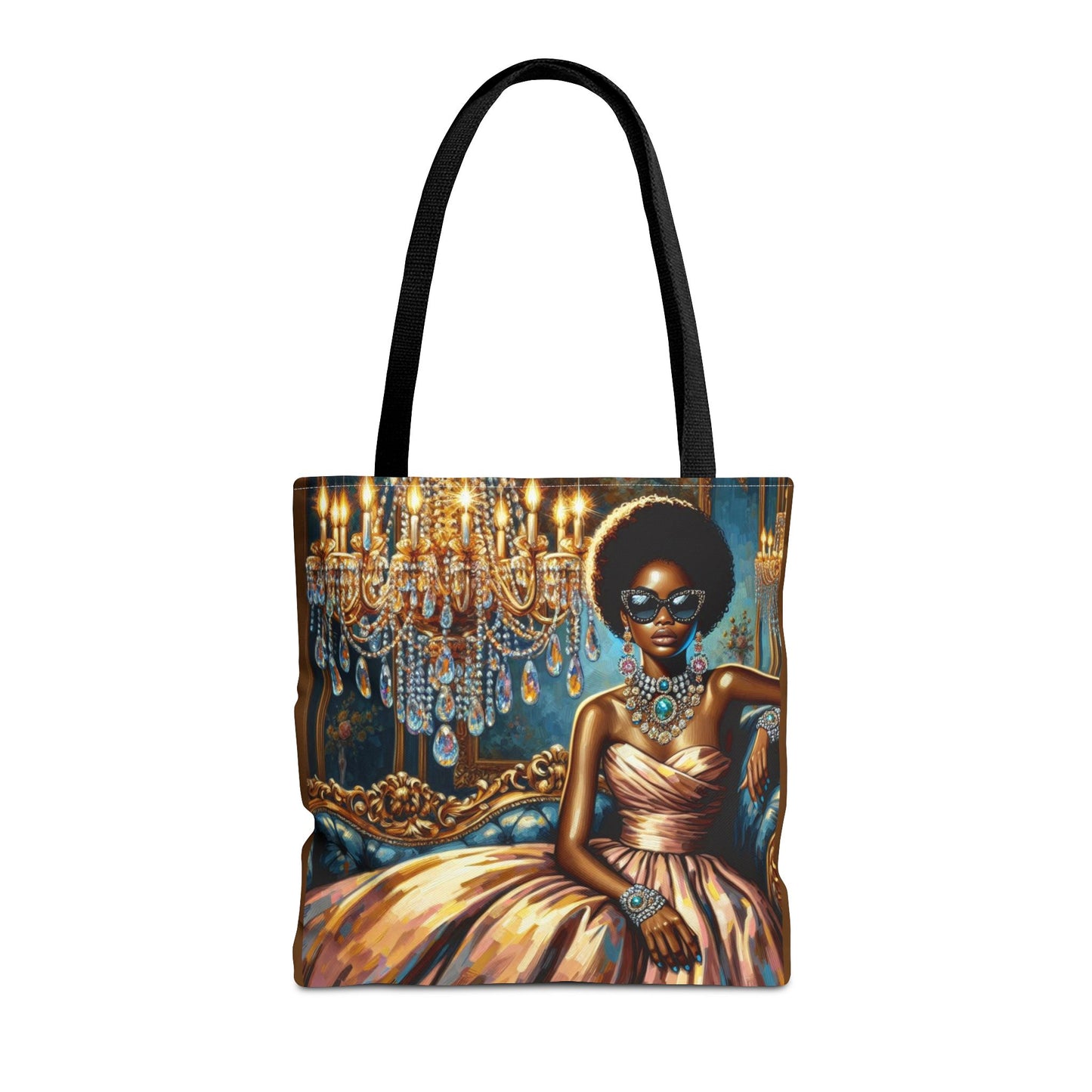 Elegant Fashion Tote Bag, Chic Handbag for Women, Stylish Shopping Bag, Glamorous Gift for Her, Art Tote - Elegant Lady & Chandelier