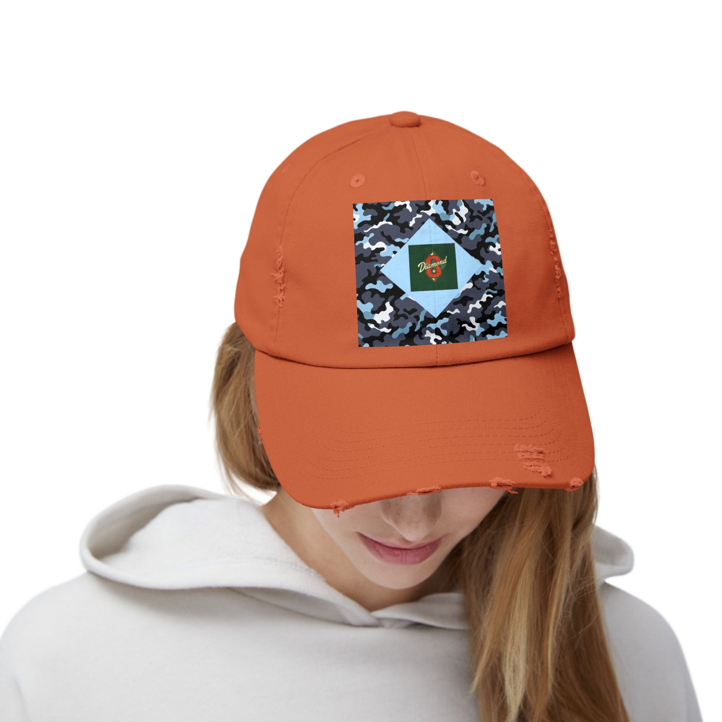 Camouflage Distressed Cap, Casual Hat, Outdoor Gear, Trendy Accessories, Gift for Him/Her - Diamond 8
