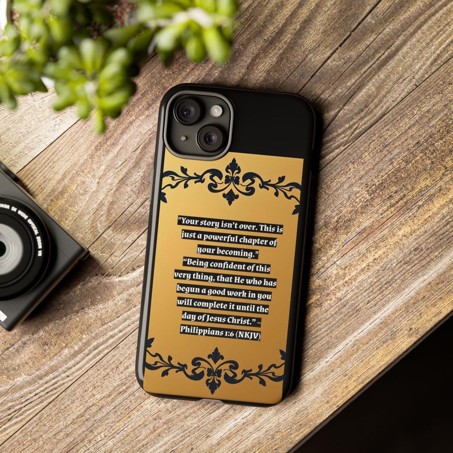 Elegant Floral Motif Phone Case - Tough Cases with Vintage Design - "Your story isn't over"