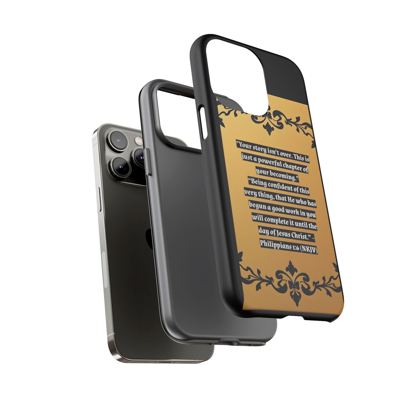 Elegant Floral Motif Phone Case - Tough Cases with Vintage Design - "Your story isn't over"