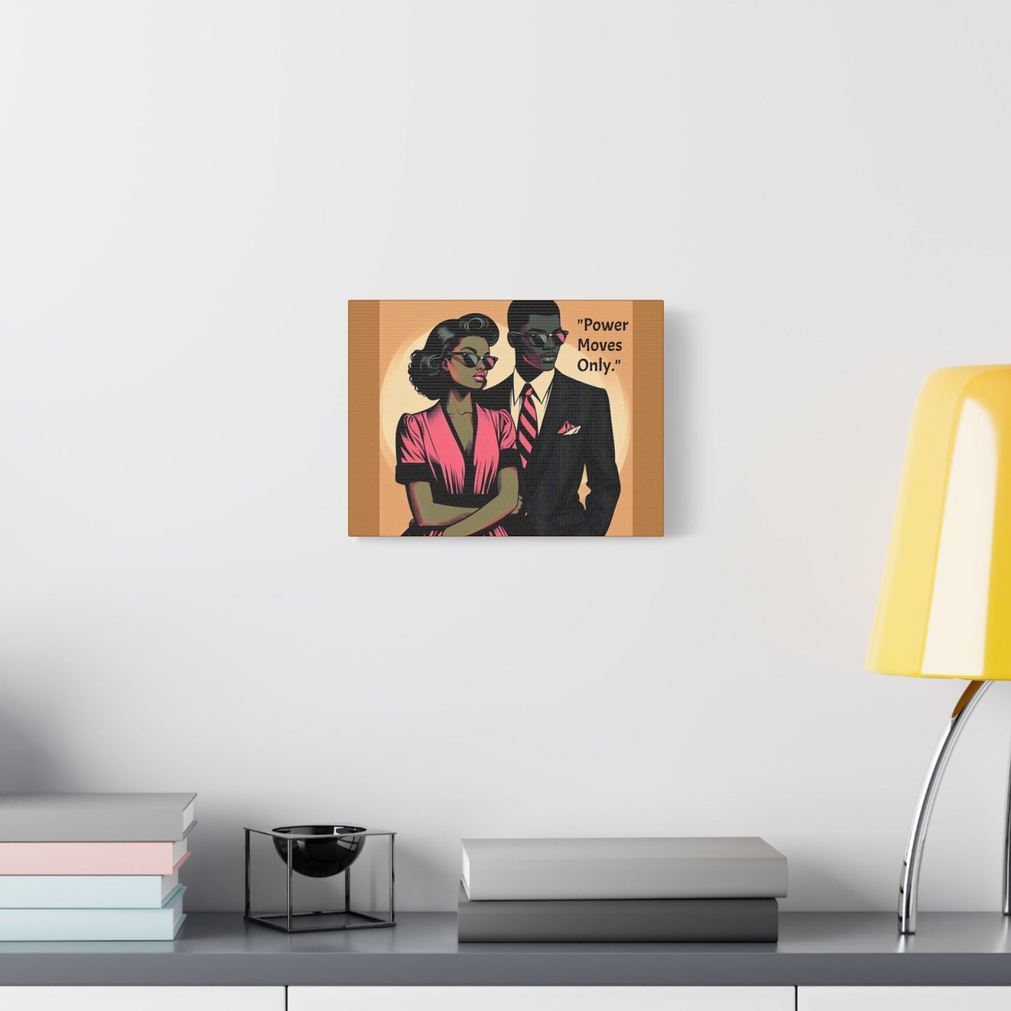 Afro Art Print Canvas, Wall Decor, Satin Stretched Canvas, African American Art, Office Decor, Home Decor - "Power Moves Only."