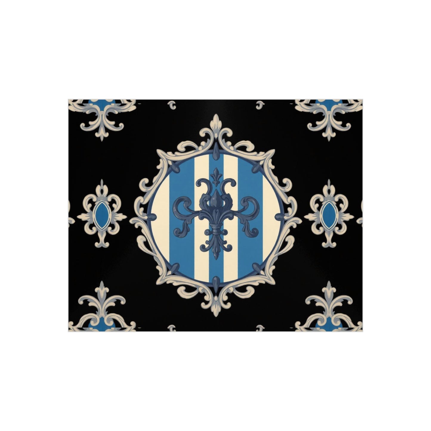 Elegant Blue & Alabaster Striped Baroque Decorative Foam Board Art, Home Decor Wall Display, Unique Gift for Housewarming, Event Decorations