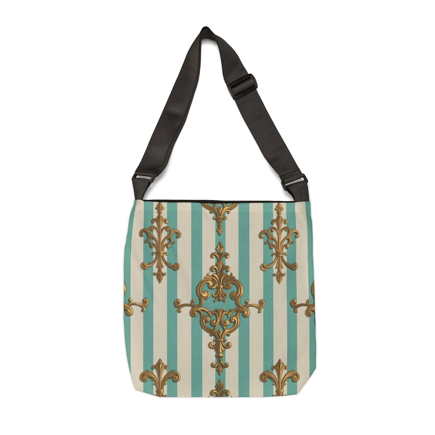 Elegant Patterned Adjustable Tote Bag, Fashion Accessory for Stylish Outings, Ideal for Everyday Use - Matte Green Striped Rococo