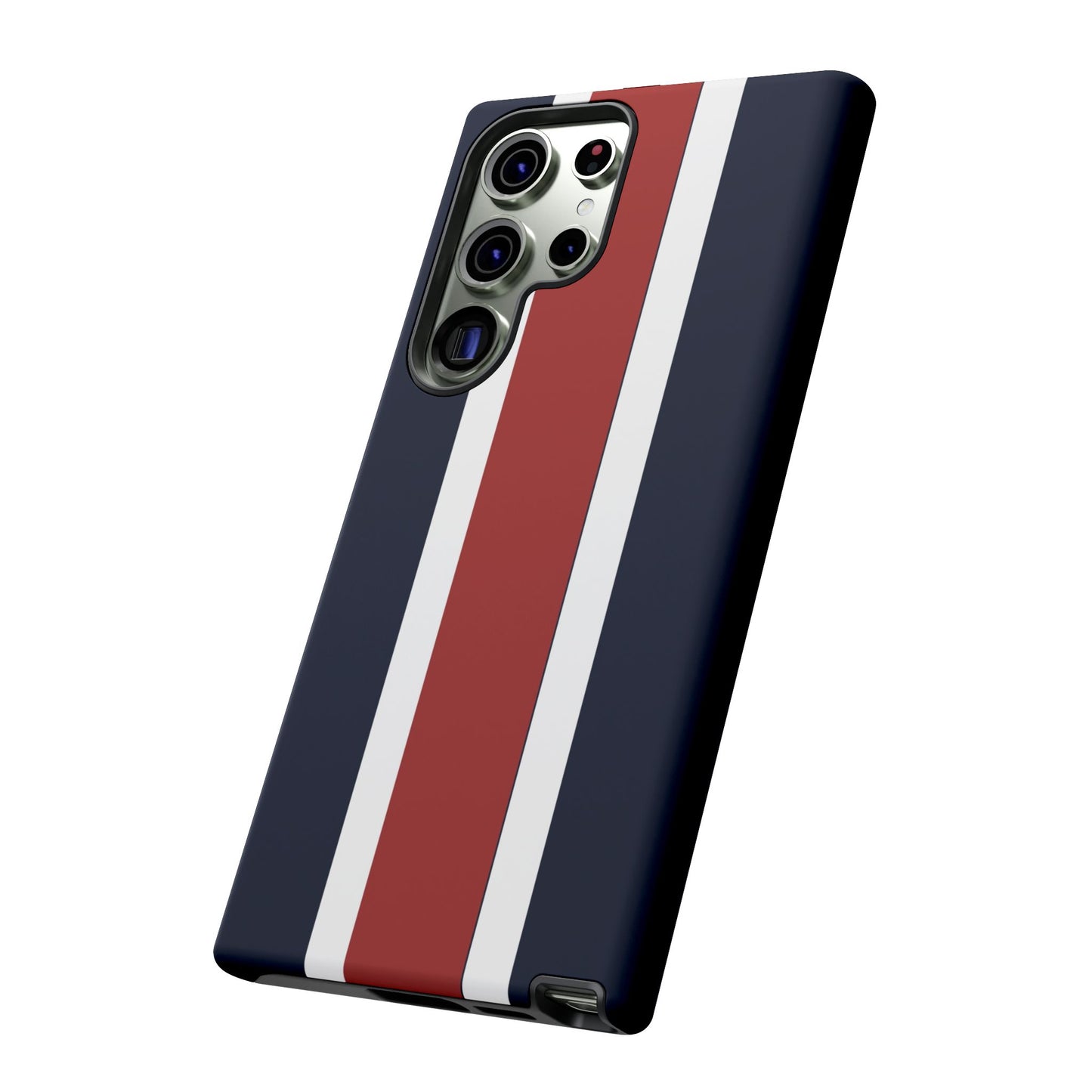 Lunar Midnight & Red-White Striped Stylish Phone Case - Tough Cases, Custom iPhone Cover, Sleek Phone Accessories, Gifts for Him/Her