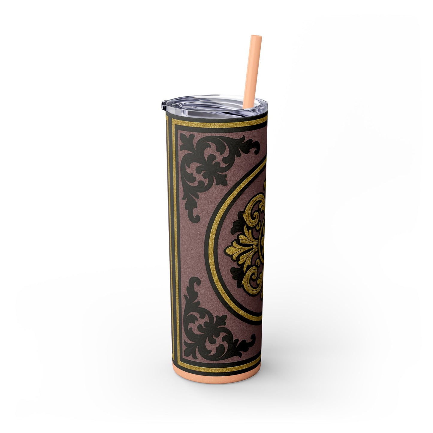Gilded Mauve With Gold-Black Baroque Tumbler, Elegant Drinkware for Home, Travel, Gifts, Parties, Personalized Beverage Holder
