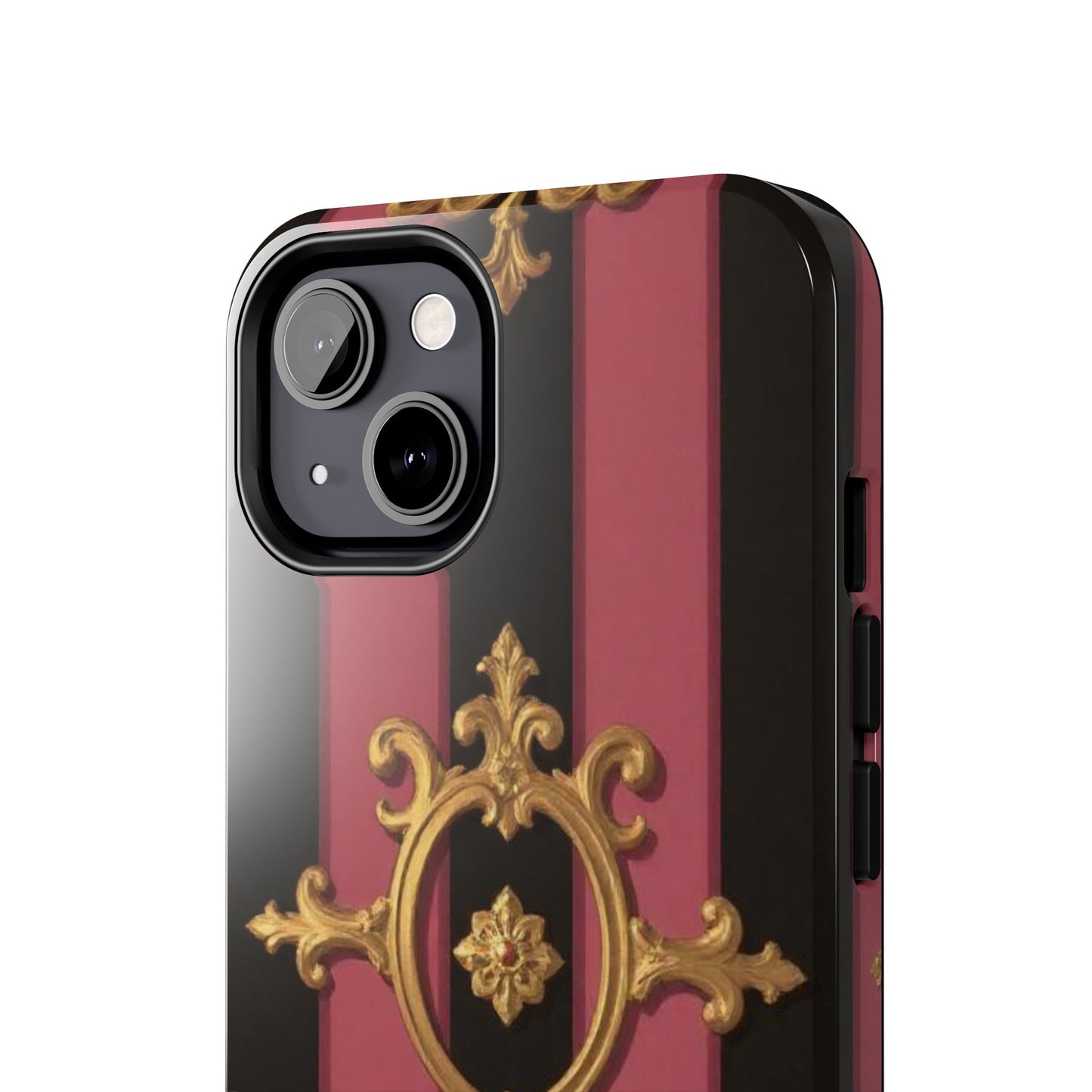 Elegant Black & Mauve Striped Gold Baroque Tough Phone Cases, Luxe Phone Covers, Fashionable Mobile Cases, Gift for Her, Holiday Phone Accessories