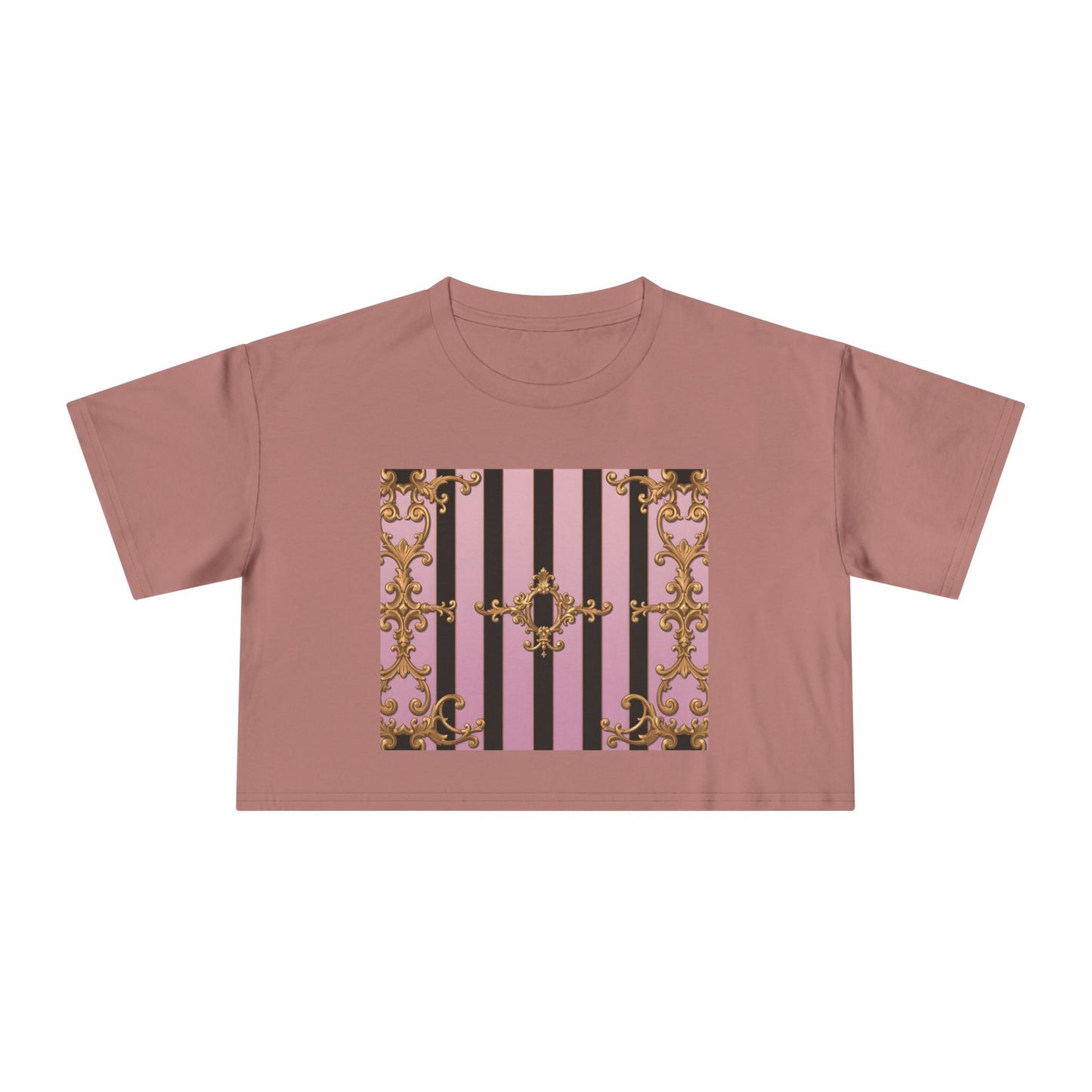 Chic Baroque Women's Crop Tee, Boho Style Top, Casual Summer Shirt, Trendy Gift for Her, Stylish Crop Top for Festivals & Everyday
