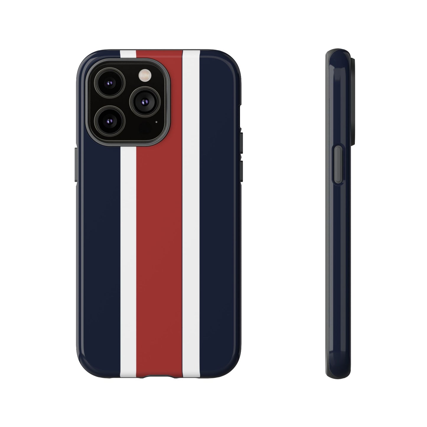 Lunar Midnight & Red-White Striped Stylish Phone Case - Tough Cases, Custom iPhone Cover, Sleek Phone Accessories, Gifts for Him/Her