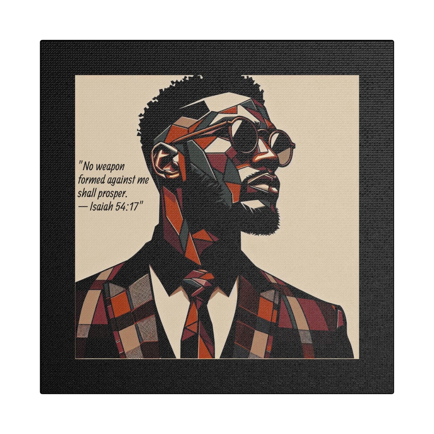 Afro Art Print Canvas, Wall Decor, Satin Stretched Canvas, African American Art, Office Decor, Home Decor - Isaiah 54:17