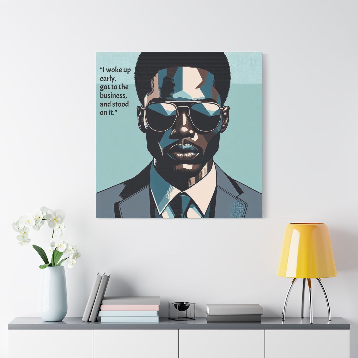 Afro Art Print Canvas, Wall Decor, Satin Stretched Canvas, African American Art, Office Decor, Home Decor - "I woke up early"