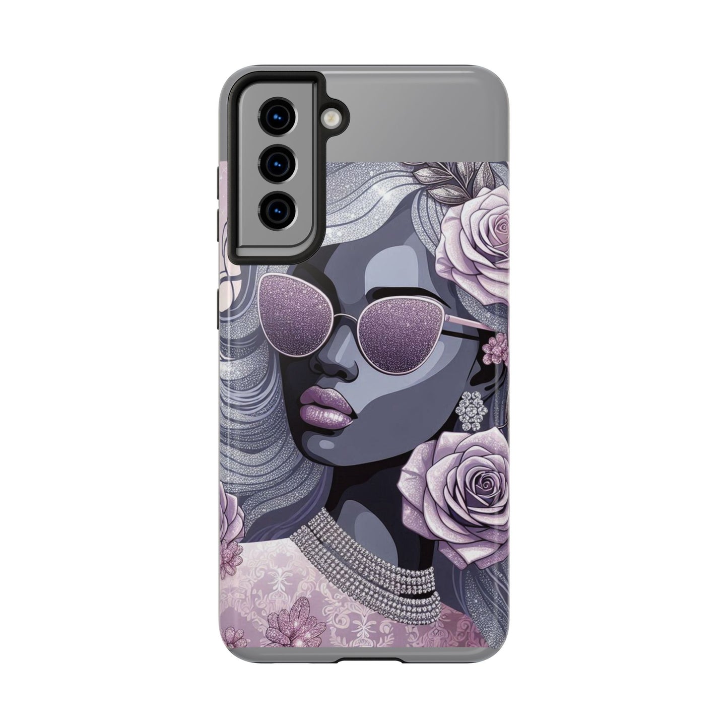Glamorous Floral Tough Phone Case - Chic Protection for Trendsetters - Lilac & Lavender