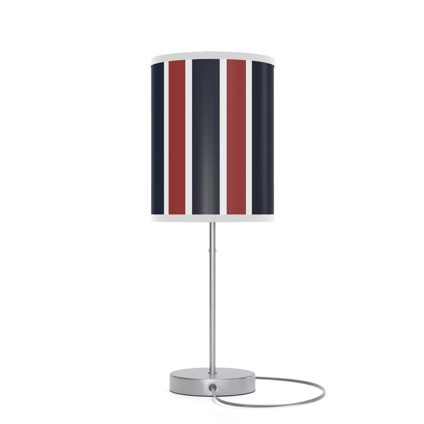 Lunar Midnight & Red-White Striped Stylish Table Lamp, Modern Home Decor, Bedroom Lighting, Unique Gift for Her, Desk Illumination