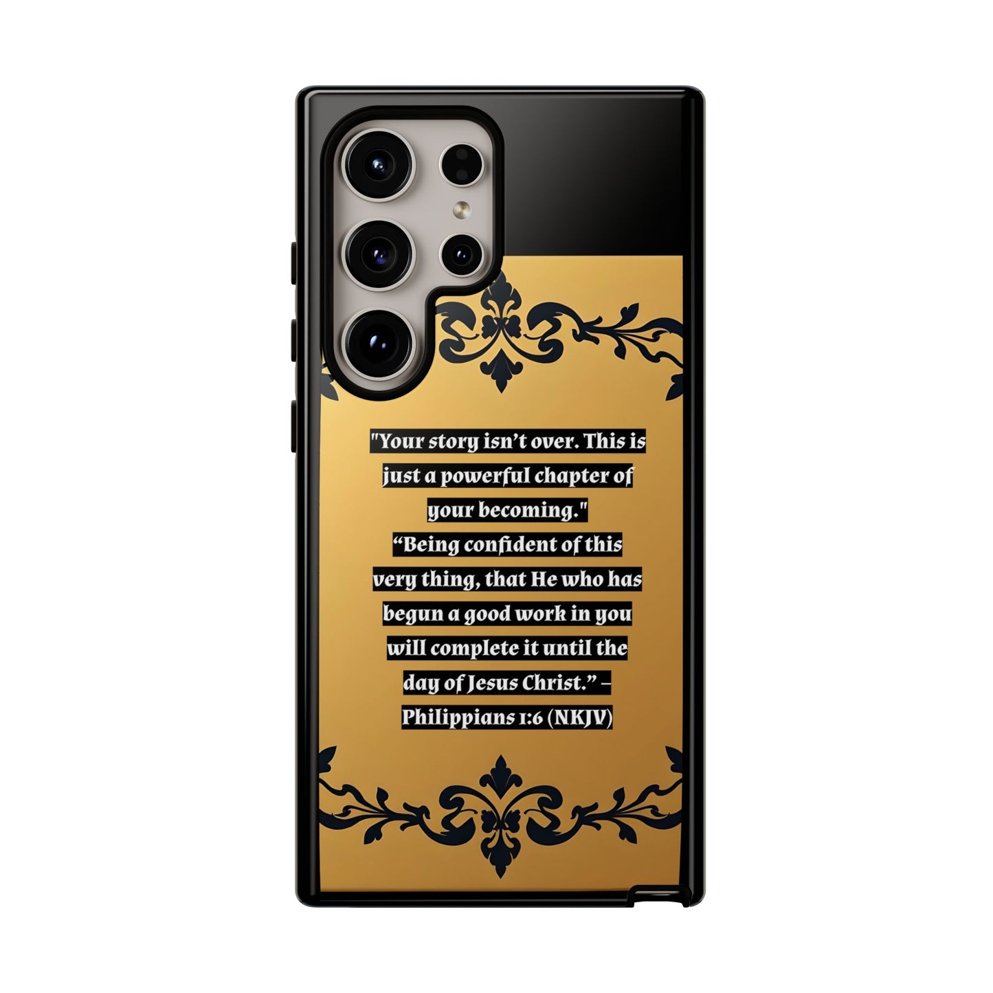 Elegant Floral Motif Phone Case - Tough Cases with Vintage Design - "Your story isn't over"