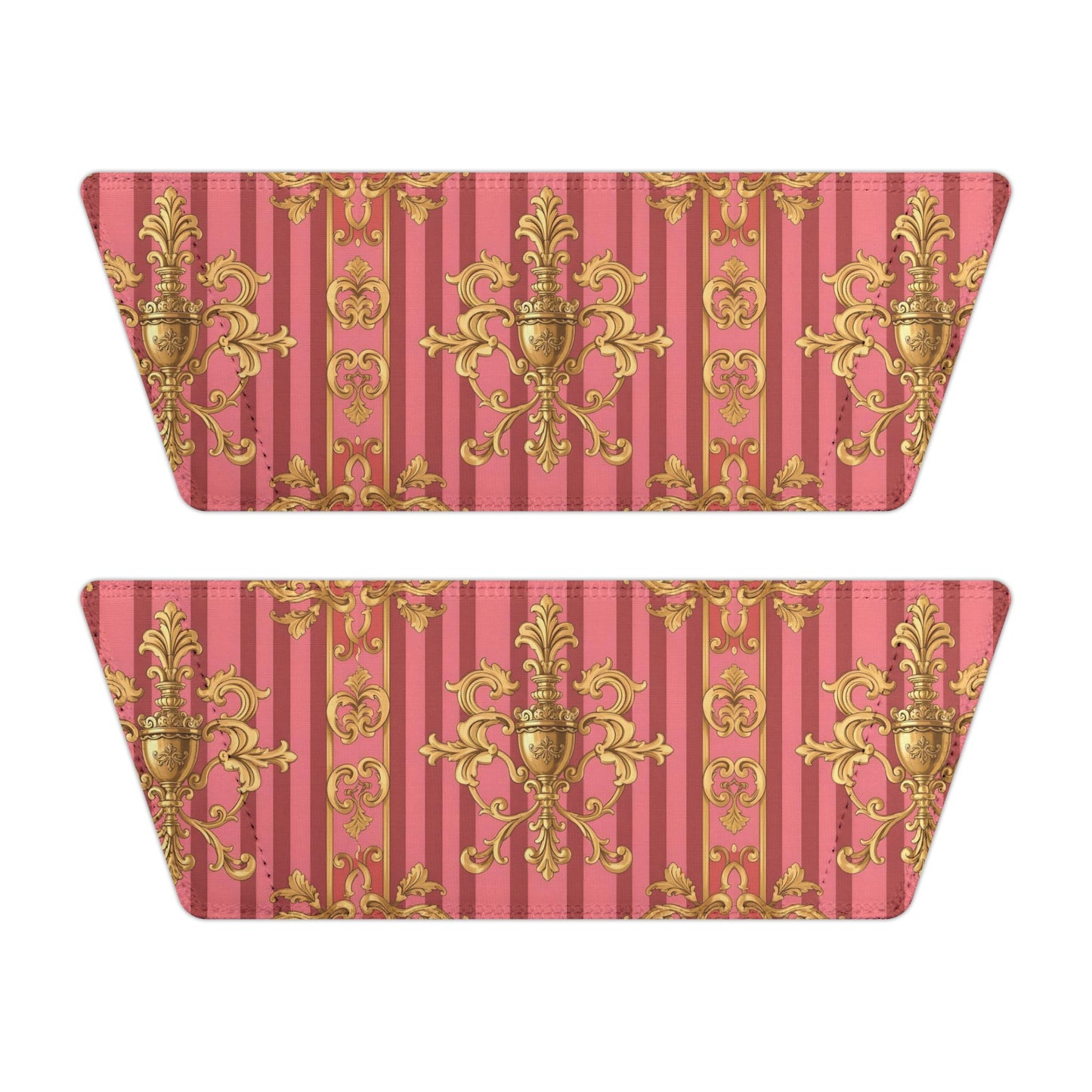 Chic Women's Removable-Strap Slides, Trendy Summer Footwear, Vacation Must-Have, Beach Sandals - Pink Striped Gold Baroque