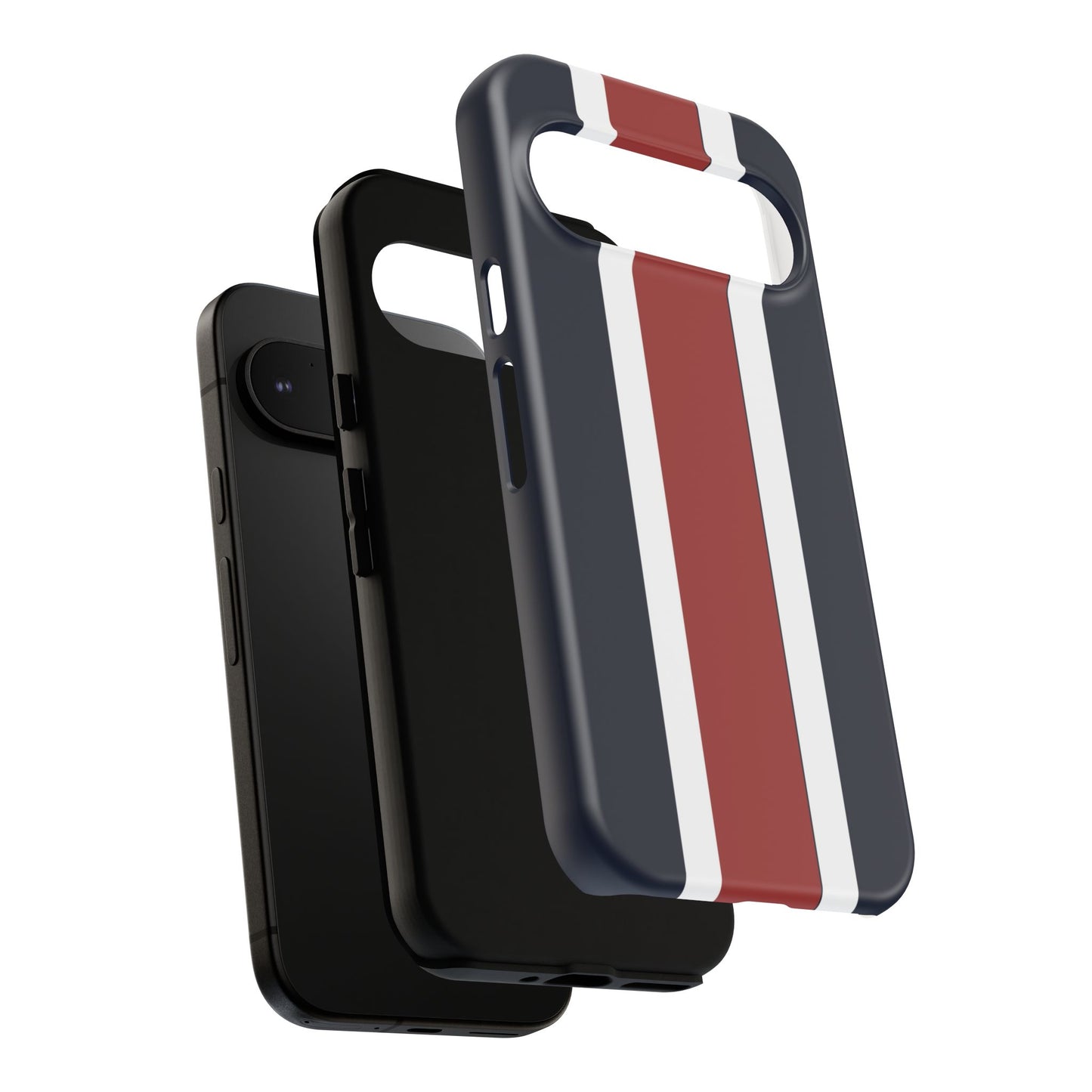 Lunar Midnight & Red-White Striped Stylish Phone Case - Tough Cases, Custom iPhone Cover, Sleek Phone Accessories, Gifts for Him/Her
