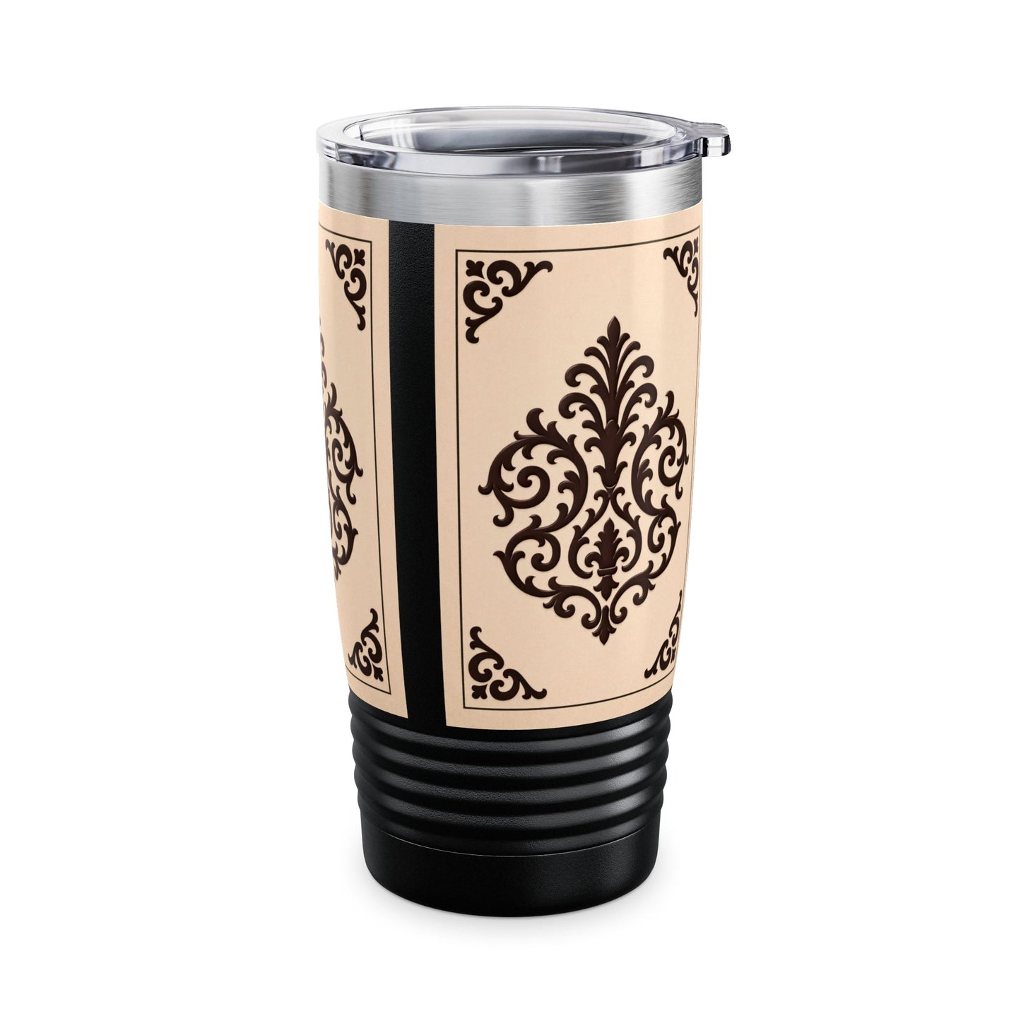 Almond-Beige & Brown Baroque 20oz Tumbler – Beige & Brown Insulated Travel Cup