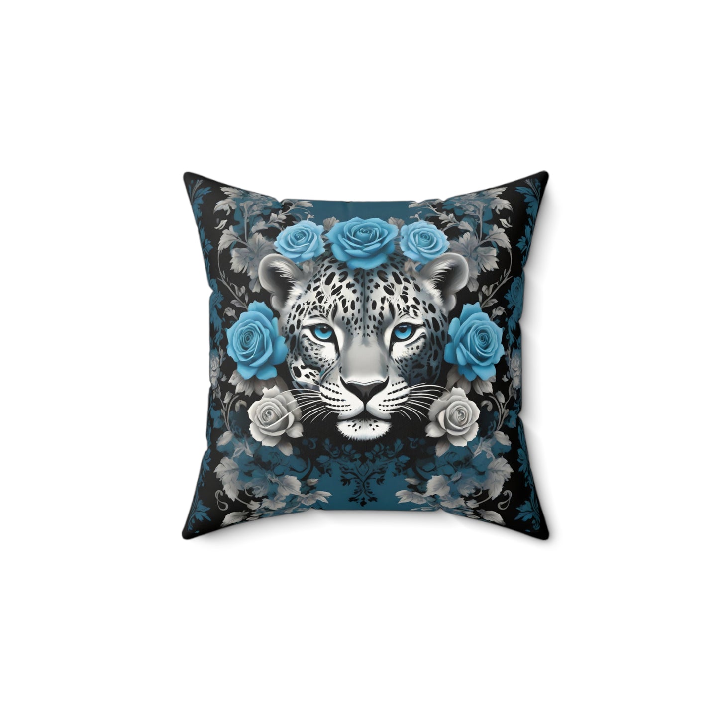 Elegant Leopard Floral Faux Suede Pillow – Stylish Home Decor - Silver Leopard