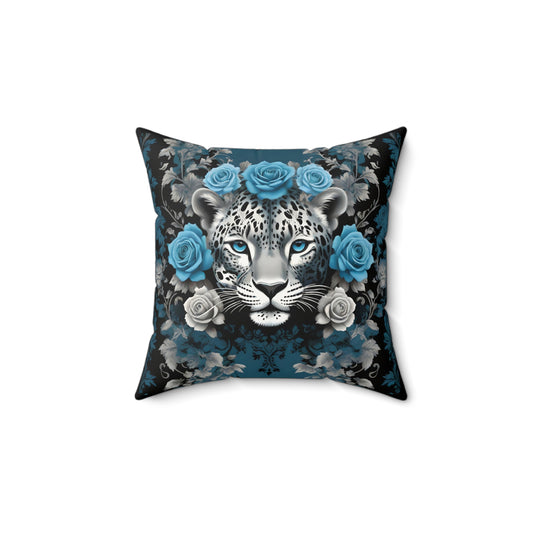 Elegant Leopard Floral Faux Suede Pillow – Stylish Home Decor - Silver Leopard