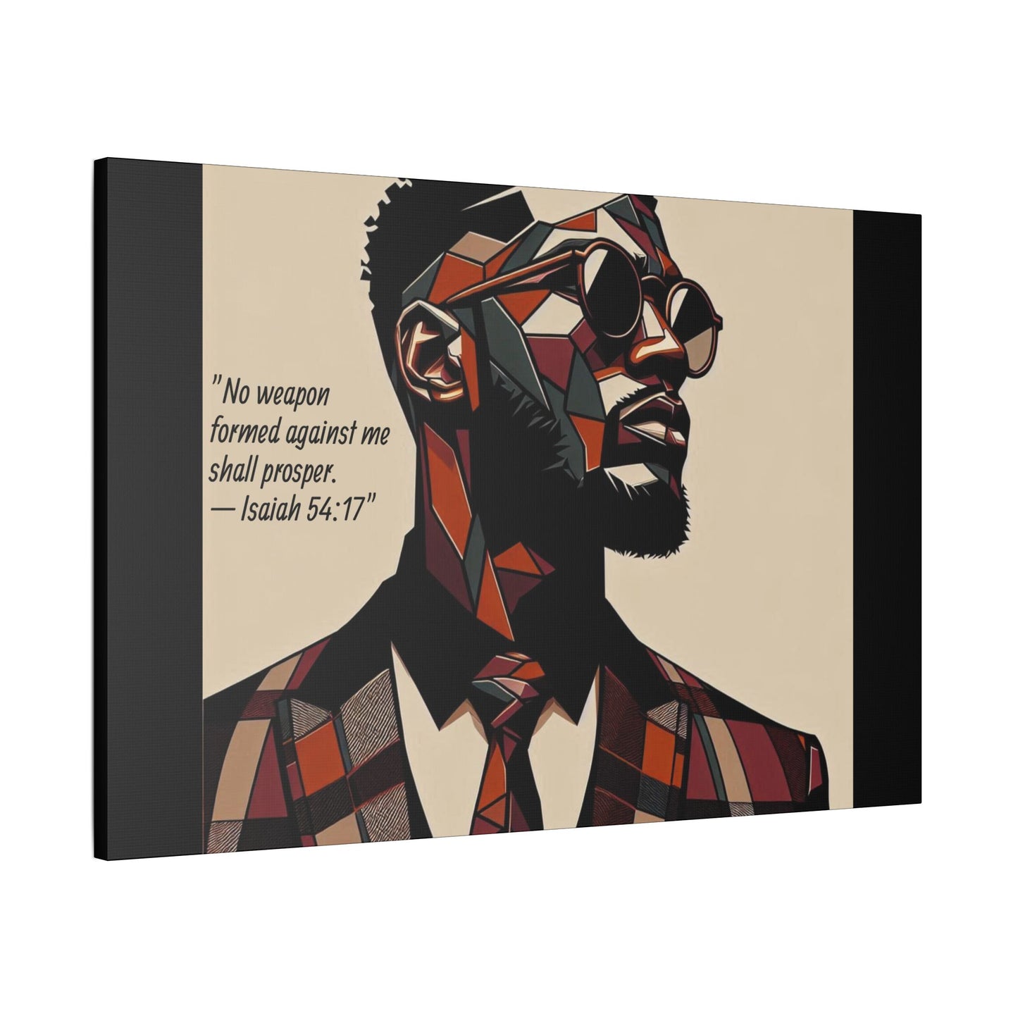 Afro Art Print Canvas, Wall Decor, Satin Stretched Canvas, African American Art, Office Decor, Home Decor - Isaiah 54:17
