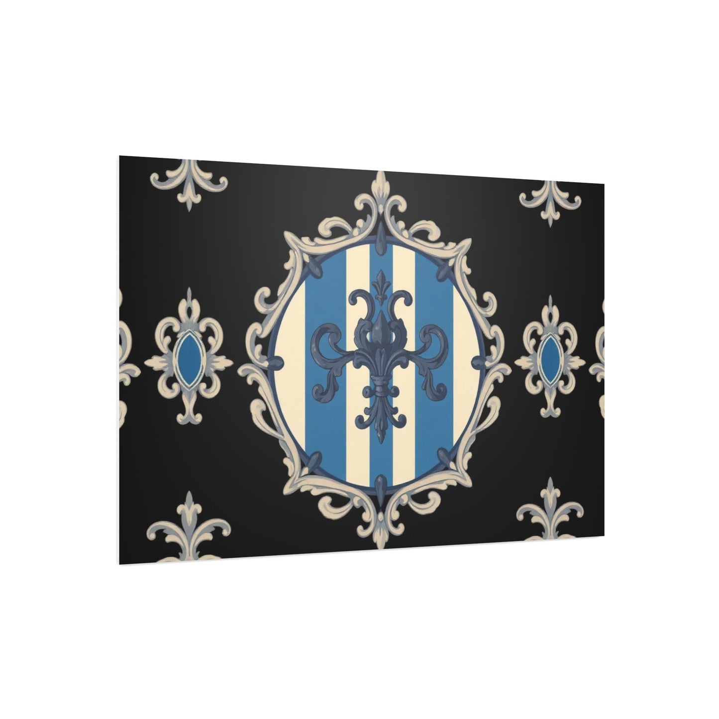 Elegant Blue & Alabaster Striped Baroque Decorative Foam Board Art, Home Decor Wall Display, Unique Gift for Housewarming, Event Decorations