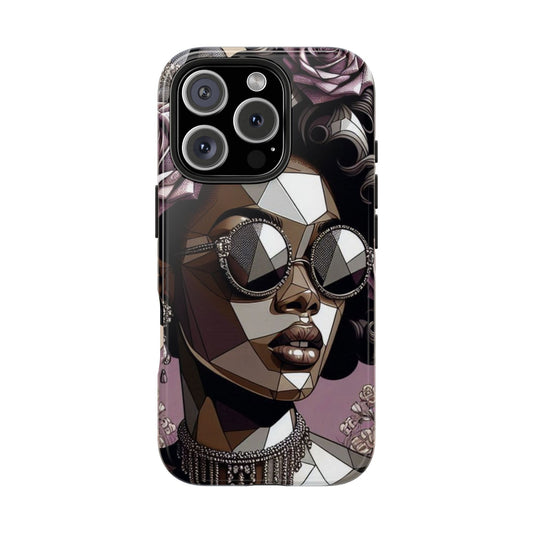 Chic Geometric Phone Case, Stylish Tough Case for Women, Unique Gift, Floral Design, Modern Accessories for Everyday Use - Lilac Baroque Lady