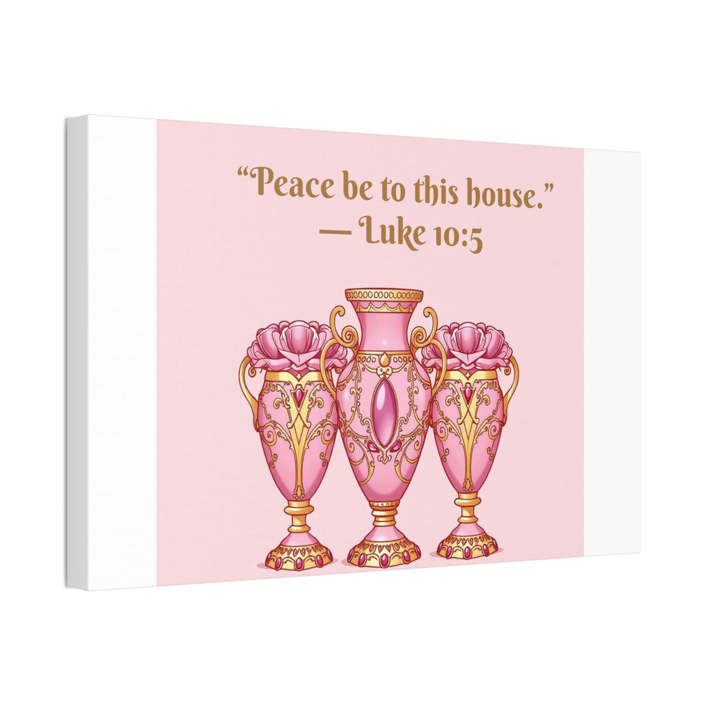 Decorative Canvas Wall Art - "Peace Be to This House" Vases, Home Decor, Inspirational Wall Art, Gift for Housewarming - 10:5
