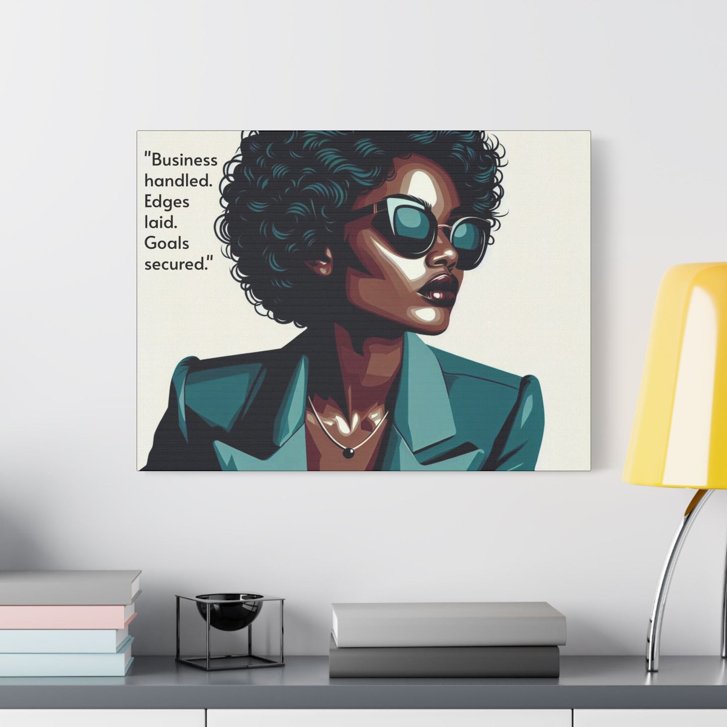 Afro Art Print Canvas, Wall Decor, Satin Stretched Canvas, African American Art, Office Decor, Home Decor - "Business handled."