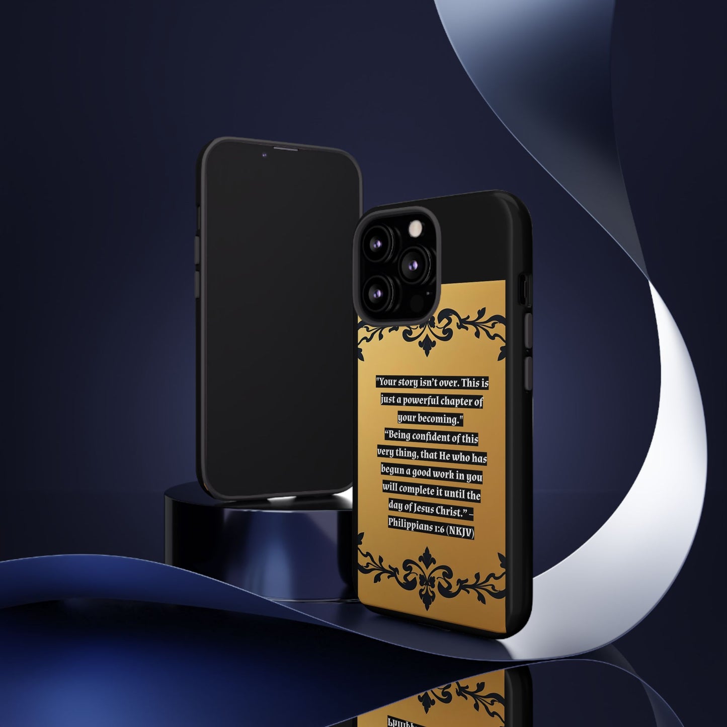 Elegant Floral Motif Phone Case - Tough Cases with Vintage Design - "Your story isn't over"
