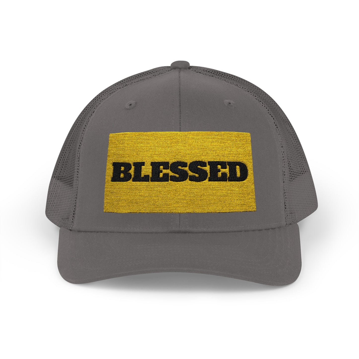 Blessed In Gold Snapback Trucker Cap for Everyday Inspiration, Faith-Based Accessory, Adjustable Hat, Gift for Friends, Motivational Cap