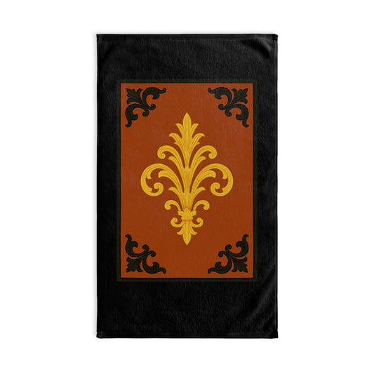 Dusk Terracotta Baroque Decorative Hand Towel — Vintage Gold & Terracotta Kitchen Towel
