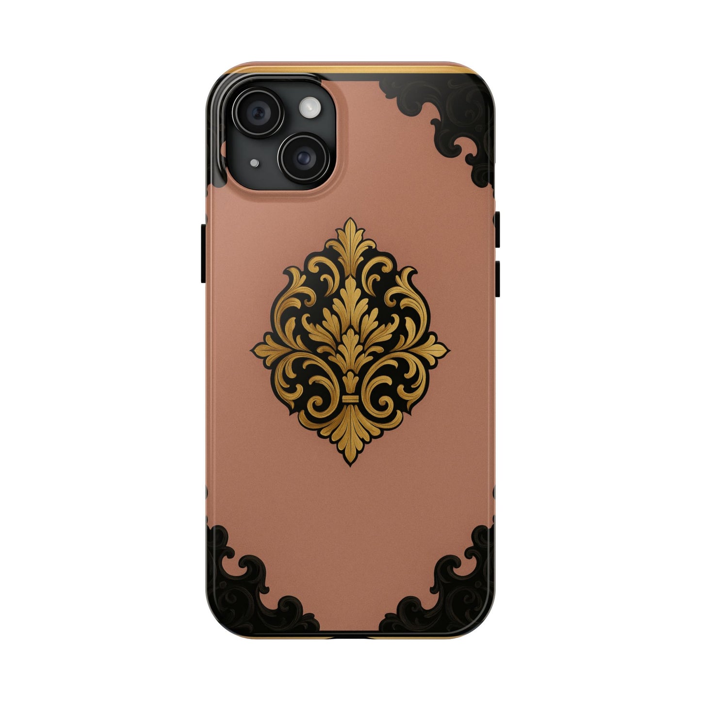 Mauve & Black-Gold Baroque Tough Phone Case — Ornate Protective iPhone Cover